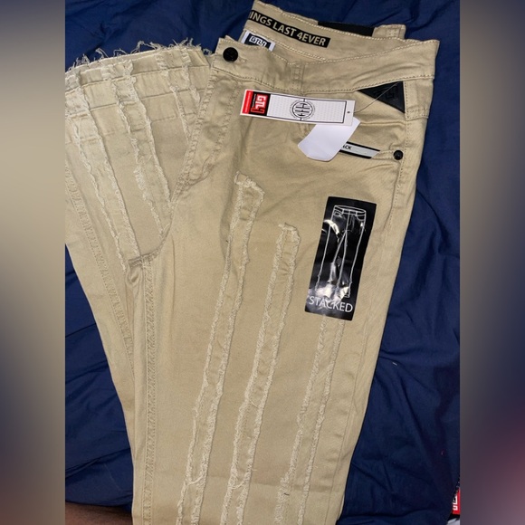 Men’s Beige Stacked Jeans - Picture 1 of 5